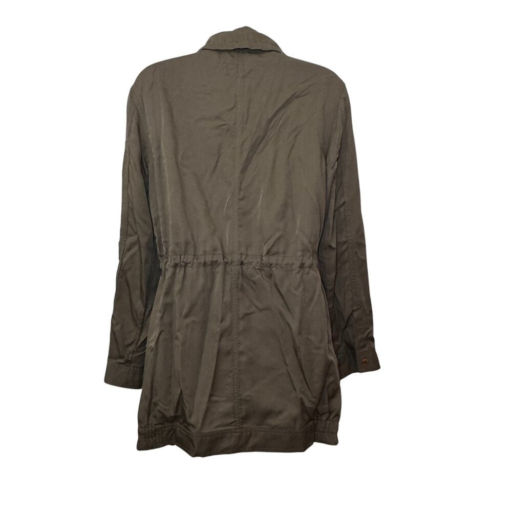 Michael Kors Anorak Coat Jacket Drawstring Waist Khaki Green Gold Hardware XS - Picture 8 of 11